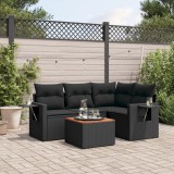 vidaXL Set mobilier de grădină cu perne, 5 piese, negru, poliratan 3224543