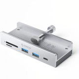 Hub USB-C Orico MH5PC Clamp, 2 x USB-A 3.2 - 1 x USB-C - 1 x SD - 1 x microSD, Argintiu, Universal