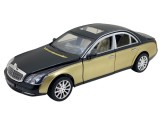 Macheta metal Mercedes Maybach replica deschide usi, capota, portbagaj negru-auriu
