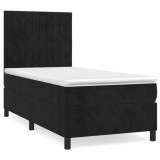 Cumpara ieftin Pat box spring cu saltea, negru, 80x200 cm, catifea