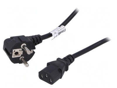 Cablu Alimentare 3x0.75mm2 cu Ștecăr Unghiular și Conector IEC C13 foto