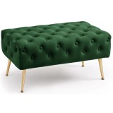 Taburet Madrid, tapitat cu catifea, tip banca, cu picioare metalice, 80x42x41 cm, verde Household NewTrend