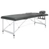 Masă de masaj pliabilă vidaXL, 2 zone, cadru aluminiu, antracit, 186x68cm, &icirc;nălțime reglabilă, husă transport inclusă