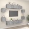 vidaXL Set dulap TV, 8 piese, gri sonoma, lemn prelucrat 3114220