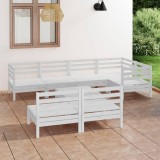 vidaXL Set mobilier de grădină, 8 piese, alb, lemn masiv de pin 3082753
