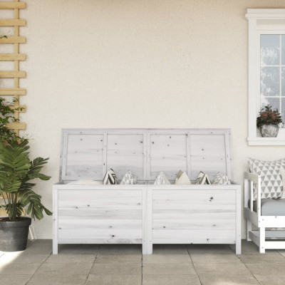 vidaXL Ladă depozitare de grădină alb 150x50x56,5 cm lemn masiv brad foto