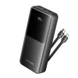 POWER BANK Vention 20.000 mAh, 22.5W cablu USB-C si Lightining atasate, 2 x USB-A, 1 x USB-C, micro USB, afisaj LED, 315g, negru, &quot;FHPB0&quot; (timbru verd