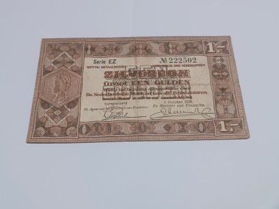 Bancnota OLANDA ZILVERBON 1 GULDEN 1938 foto