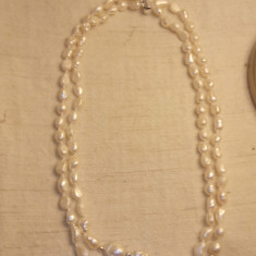 Colier dublu din perle albe, baroque naturale