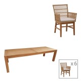 Cumpara ieftin Set dining Inca-Pablo, Pako World, 7 piese, Bej-natural, 240x100x76 cm