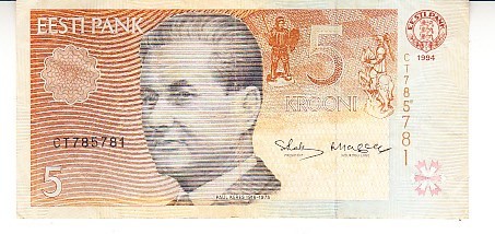 B11 3 - Bancnota foarte veche - Estonia - 5 coroane - 1994