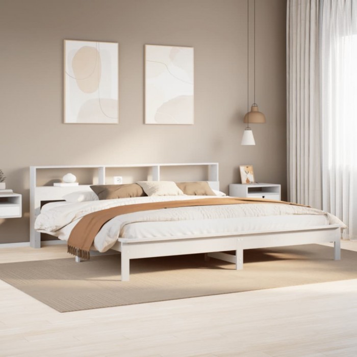 vidaXL Cadru de pat fără saltea, alb, 180x200 cm, lemn masiv pin 3309729