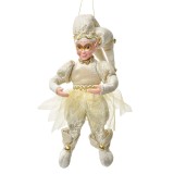 Cumpara ieftin Figurina Elf textil bej auriu 10x8x28 cm