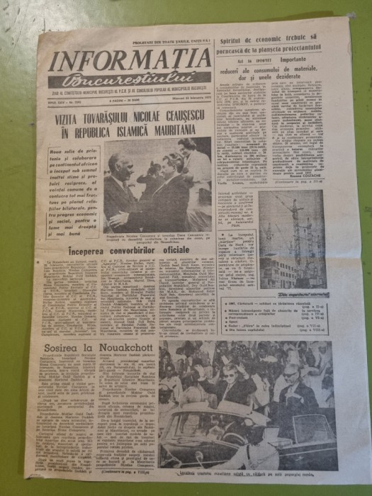 informatia bucurestiului 23 februarie 1977-ceausescu vizita in mauritania