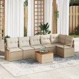 vidaXL Set de canapea de grădină 7 pcs Bej, alb mare