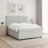 Cumpara ieftin Pat boxspring cu saltea Gri deschis 160 x 200 cm Catifea