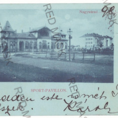 612 - ORADEA, Sports pavilion, BIKE, Litho, Romania - old postcard - used - 1898