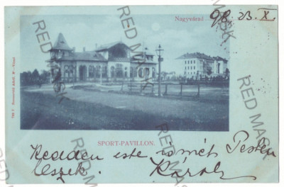 612 - ORADEA, Sports pavilion, BIKE, Litho, Romania - old postcard - used - 1898 foto