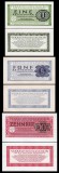 GERMANIA █ SET █ 1 + 5 + 10 Reichsmark █ 1944 █ P-M38-40 Ro. 511-513 █ WEHRMACHT █ UNC