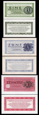 GERMANIA █ SET █ 1 + 5 + 10 Reichsmark █ 1944 █ P-M38-40 Ro. 511-513 █ WEHRMACHT █ UNC foto