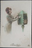 Carte Postala, Tanara punand o scrisoare la cutia postala, 1911