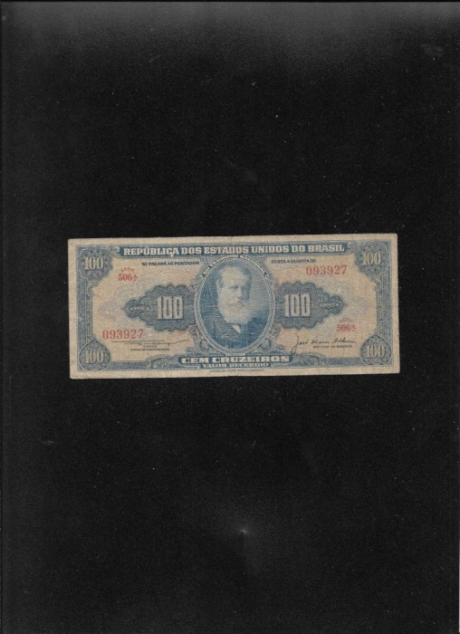 Brazilia 100 cruzeiros 1955 (59) seria093927 valor recebido