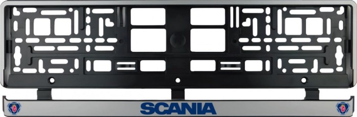 Set 2 bucati, suport numar inmatriculare argintiu Scania