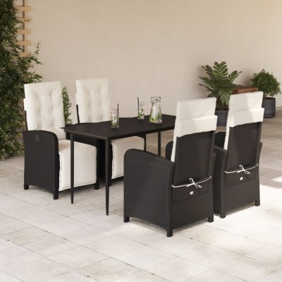 vidaXL Set mobilier de grădină cu perne, 5 piese, negru, poliratan 3212516 foto