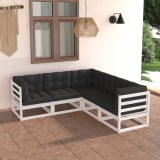 vidaXL Set mobilier de grădină cu perne, 5 piese, lemn masiv de pin 3076775