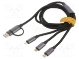 Cablu USB 2.0 1,5m negru silicon pentru &icirc;ncărcare GEMBIRD