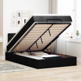 Gossi pat otoman cu saltea negru 120x200 cm stofa