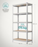 SONGMICS Raft de depozitare metalic, cu suprafata galvanizata, 5 polite, max. 875 kg, 180x90x40cm, argintiu Household NewTrend