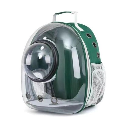 Rucsac transport animale, respirabil, capsula spatiala transparenta, hublou, verde foto