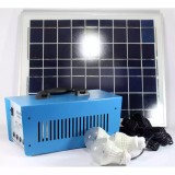 Kit Solar 20W, Acumulator 12V 12Ah, Ieșire 220V 100W, 3 Becuri LED, USB, Incarcare Telefon, Rulota, Camping