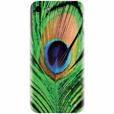 Husa silicon pentru Apple Iphone 5c, Peacock Feather Green Blue foto