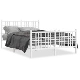 Cumpara ieftin Cadru de pat metalic cu tablie, alb, 120x190 cm