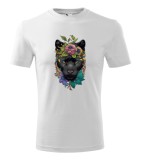 Tricou Personalizat cu Pantera Neagra si Flori - Design Artistic si Modern