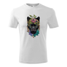 Tricou Personalizat cu PanterA&fnof; NeagrA&fnof; E, i Flori - Design Artistic E, i Modern