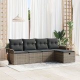 Gossi set canapele gradina 5 piese cu perne gri din ratan