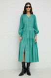 Cumpara ieftin Bruuns Bazaar rochie Rosebay Carline culoarea verde, midi, evazati