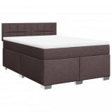 Cumpara ieftin Pat box spring cu saltea, maro inchis, 140x200 cm, textil