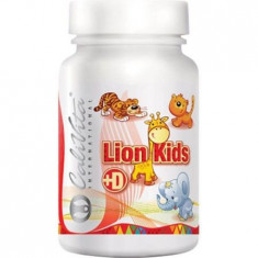 Supliment nutritiv cu vitamina D masticabil pentru copii, cu gust placut si fara zahar, Lion Kids + Vitamin D, 90 tablete masticabile, CaliVita foto