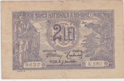 ROMANIA 2 LEI 1915 F foto