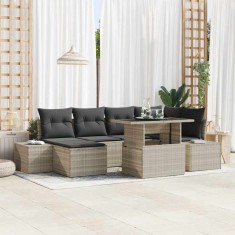 vidaXL Set de canapele pentru grădină 7 pcs Gri deschis Rattan poli 3357955
