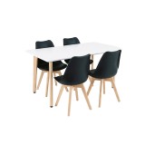 Set de sufragerie Silla 120 4+1, alb-negru