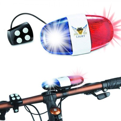 Sirena Bicicletă, Model Poliție, Funcție Flash, 4 Tonuri, Multicolor foto