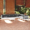 Set mobilier gradina cu perne, 9 piese, alb, lemn masiv pin GartenMobel Dekor, vidaXL