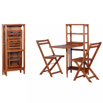 Set mobilier bistro pliabil, 3 piese, lemn masiv de acacia foto