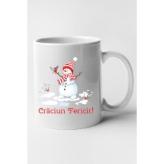 Cana alba personalizata "Craciun Fericit!, modelul 11", INOVATIX&reg;️. 330ml