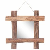 Cumpara ieftin Oglinda din busteni, natural, 50x50 cm, lemn de tec reciclat